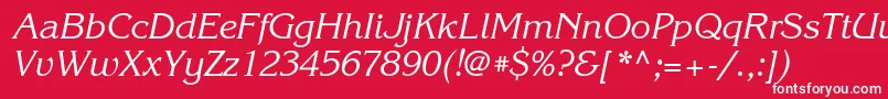 Fonte KorinnacttItalic – fontes brancas em um fundo vermelho