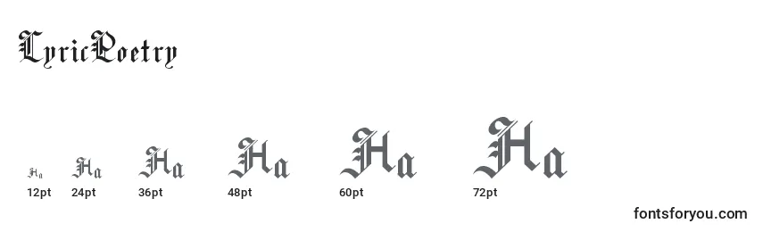 Размеры шрифта LyricPoetry