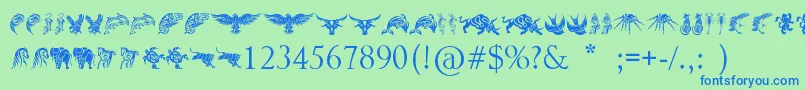 TribalAnimalsTattooDesigns Font – Blue Fonts on Green Background