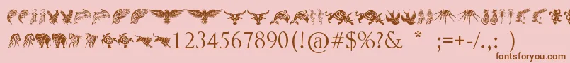 フォントTribalAnimalsTattooDesigns – ピンクの背景に茶色のフォント