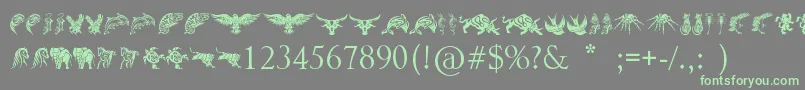Fonte TribalAnimalsTattooDesigns – fontes verdes em um fundo cinza