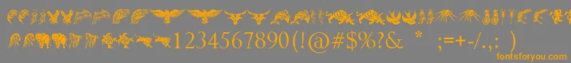 Шрифт TribalAnimalsTattooDesigns – оранжевые шрифты на сером фоне