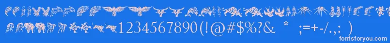 Weitere Informationen zur TribalAnimalsTattooDesigns-Schriftart TribalAnimalsTattooDesigns-Schriftart – Rosa Schriften auf blauem Hintergrund
