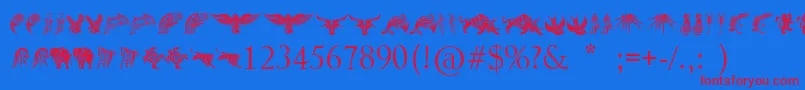 TribalAnimalsTattooDesigns Font – Red Fonts on Blue Background