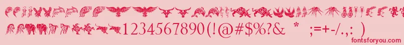 TribalAnimalsTattooDesigns Font – Red Fonts on Pink Background