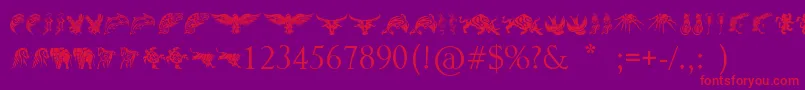 TribalAnimalsTattooDesigns Font – Red Fonts on Purple Background