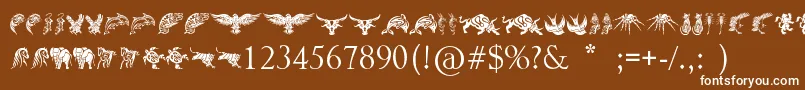 フォントTribalAnimalsTattooDesigns – 茶色の背景に白い文字