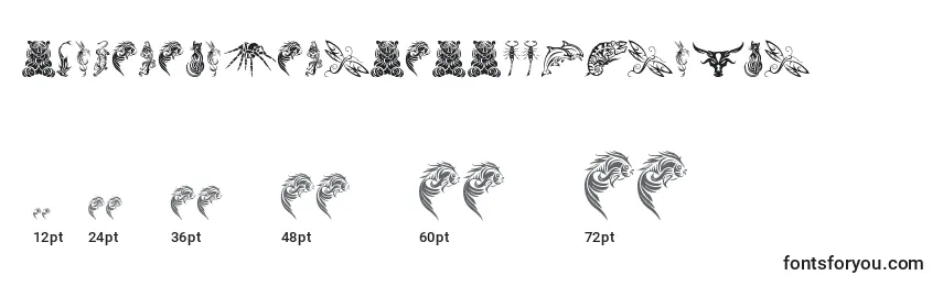 Размеры шрифта TribalAnimalsTattooDesigns