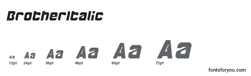 BrotherItalic font sizes
