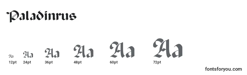 sizes of paladinrus font, paladinrus sizes