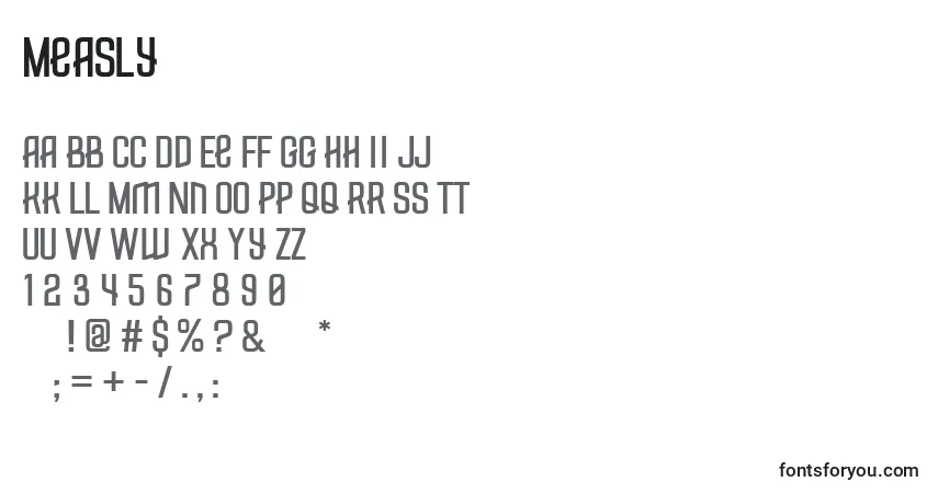 Шрифт Measly – алфавит, цифры, специальные символы