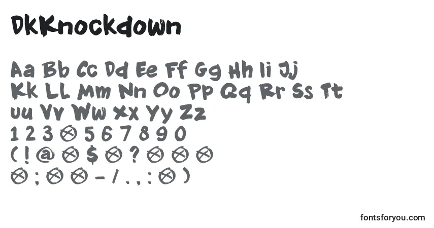 Czcionka DkKnockdown – alfabet, cyfry, specjalne znaki
