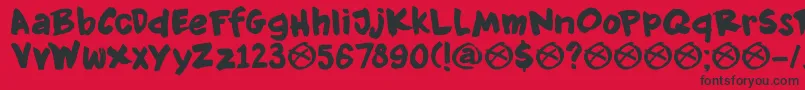DkKnockdown Font – Black Fonts on Red Background