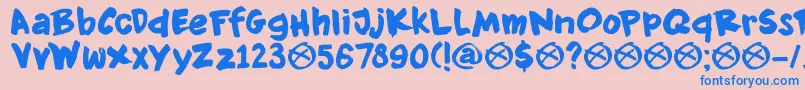 DkKnockdown Font – Blue Fonts on Pink Background