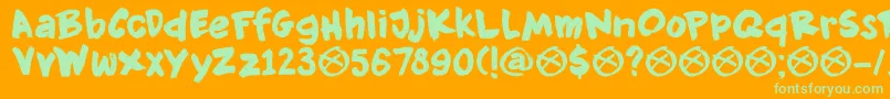 DkKnockdown Font – Green Fonts on Orange Background