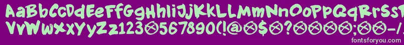 DkKnockdown Font – Green Fonts on Purple Background