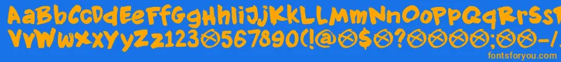 DkKnockdown Font – Orange Fonts on Blue Background