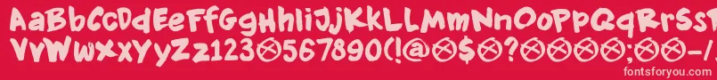 DkKnockdown Font – Pink Fonts on Red Background