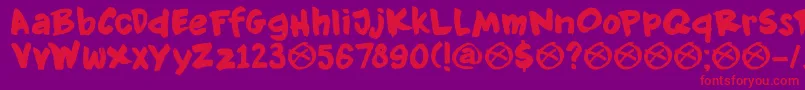 DkKnockdown Font – Red Fonts on Purple Background