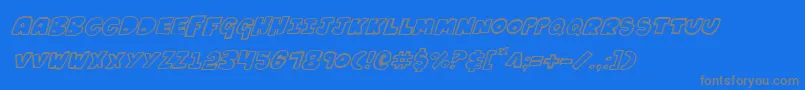 KartoonsItalic-Schriftart – Graue Schriften auf blauem Hintergrund