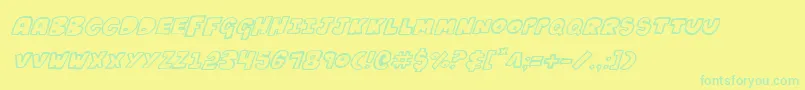 KartoonsItalic Font – Green Fonts on Yellow Background