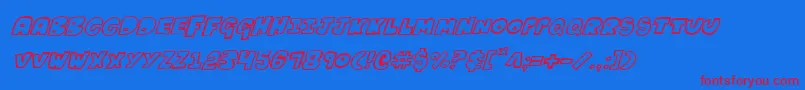 KartoonsItalic Font – Red Fonts on Blue Background