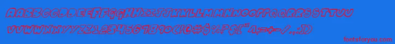 KartoonsItalic-Schriftart – Rote Schriften auf blauem Hintergrund