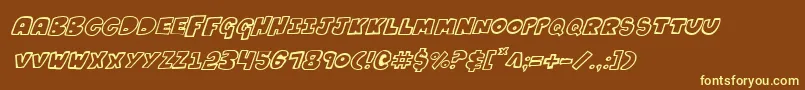 KartoonsItalic Font – Yellow Fonts on Brown Background