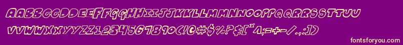 KartoonsItalic Font – Yellow Fonts on Purple Background