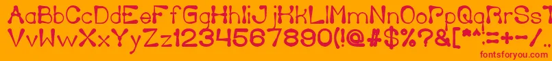 DeliciousKetchupBold-Schriftart – Rote Schriften auf orangefarbenem Hintergrund