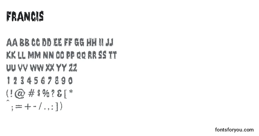 Шрифт Francis – алфавит, цифры, специальные символы