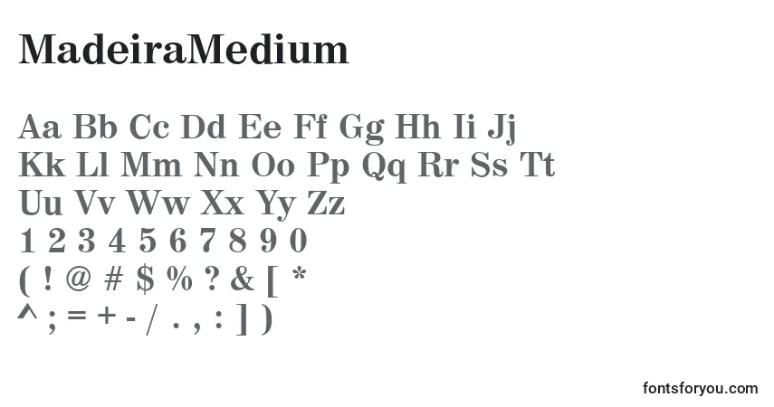 Шрифт MadeiraMedium – алфавит, цифры, специальные символы