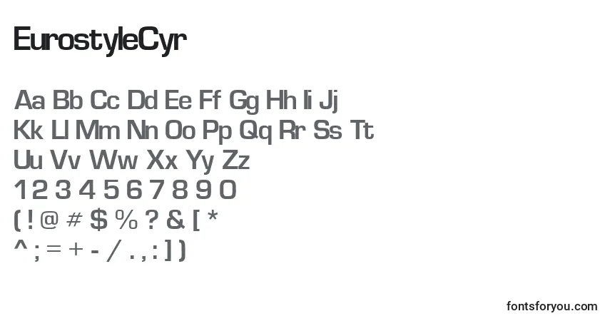 Fuente EurostyleCyr - alfabeto, números, caracteres especiales