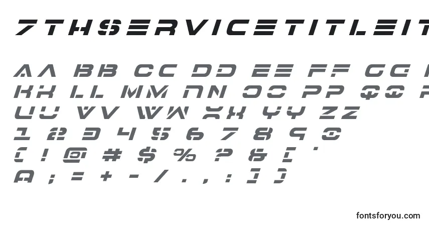 A fonte 7thservicetitleital – alfabeto, números, caracteres especiais