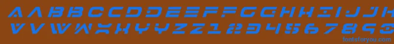 7thservicetitleital-Schriftart – Blaue Schriften auf braunem Hintergrund