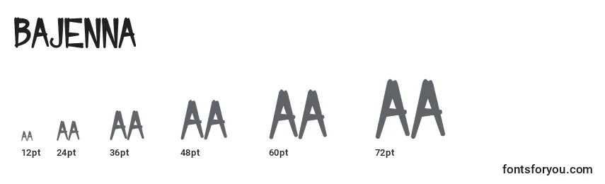 Размеры шрифта Bajenna