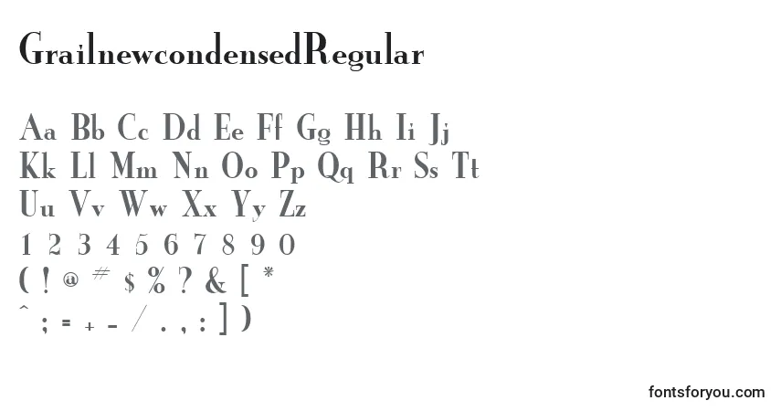 Police GrailnewcondensedRegular - Alphabet, Chiffres, Caractères Spéciaux