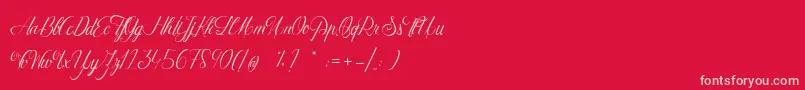 QuestionAndLove-Schriftart – Rosa Schriften auf rotem Hintergrund