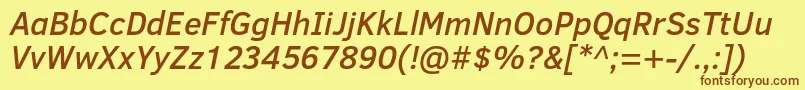 ClearSansMediumItalic Font – Brown Fonts on Yellow Background