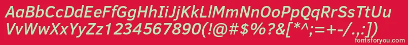 フォントClearSansMediumItalic – 赤い背景に緑の文字