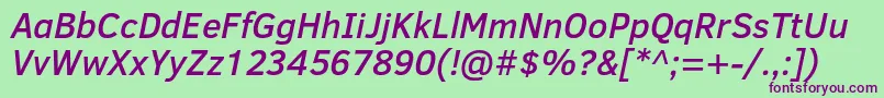フォントClearSansMediumItalic – 緑の背景に紫のフォント