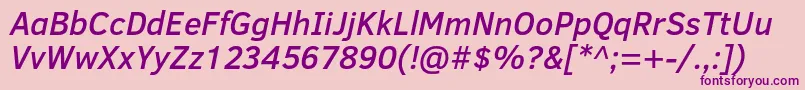 Fonte ClearSansMediumItalic – fontes roxas em um fundo rosa