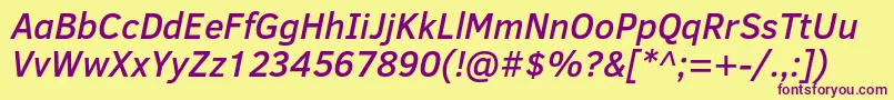ClearSansMediumItalic Font – Purple Fonts on Yellow Background