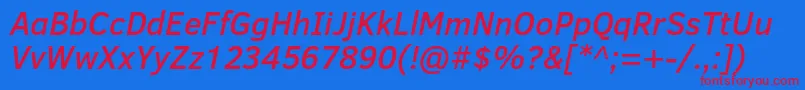 ClearSansMediumItalic Font – Red Fonts on Blue Background