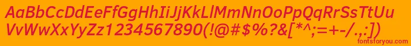 ClearSansMediumItalic-Schriftart – Rote Schriften auf orangefarbenem Hintergrund