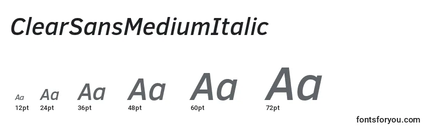 Размеры шрифта ClearSansMediumItalic