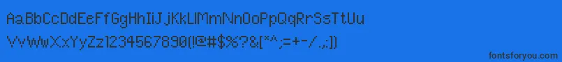 Fonte PixelUnicode – fontes pretas em um fundo azul