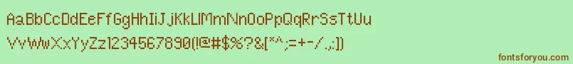 フォントPixelUnicode – 緑の背景に茶色のフォント