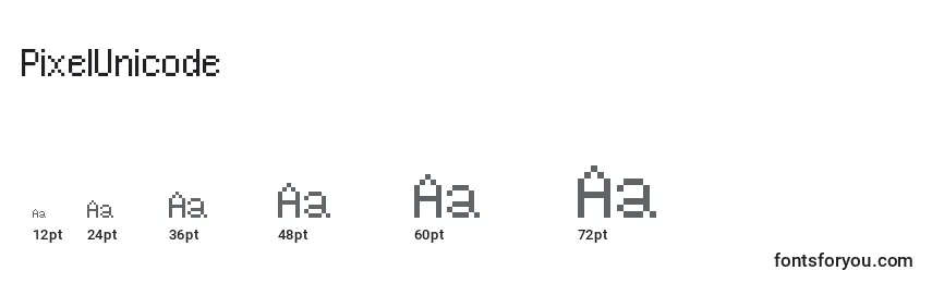 Размеры шрифта PixelUnicode