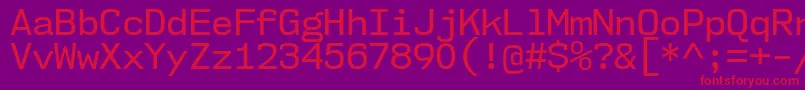 Nk57MonospaceNoRg-Schriftart – Rote Schriften auf violettem Hintergrund